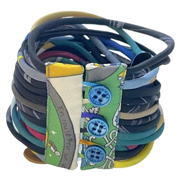 HERMES - Black Blue Green Multi Silk None Bracelet 329-080725 - Picture 2 of 4